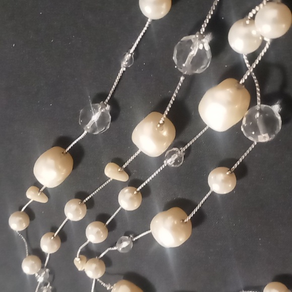 Long necklace 66 inches long or layered.silver chain with chunky beads. - Picture 5 of 8